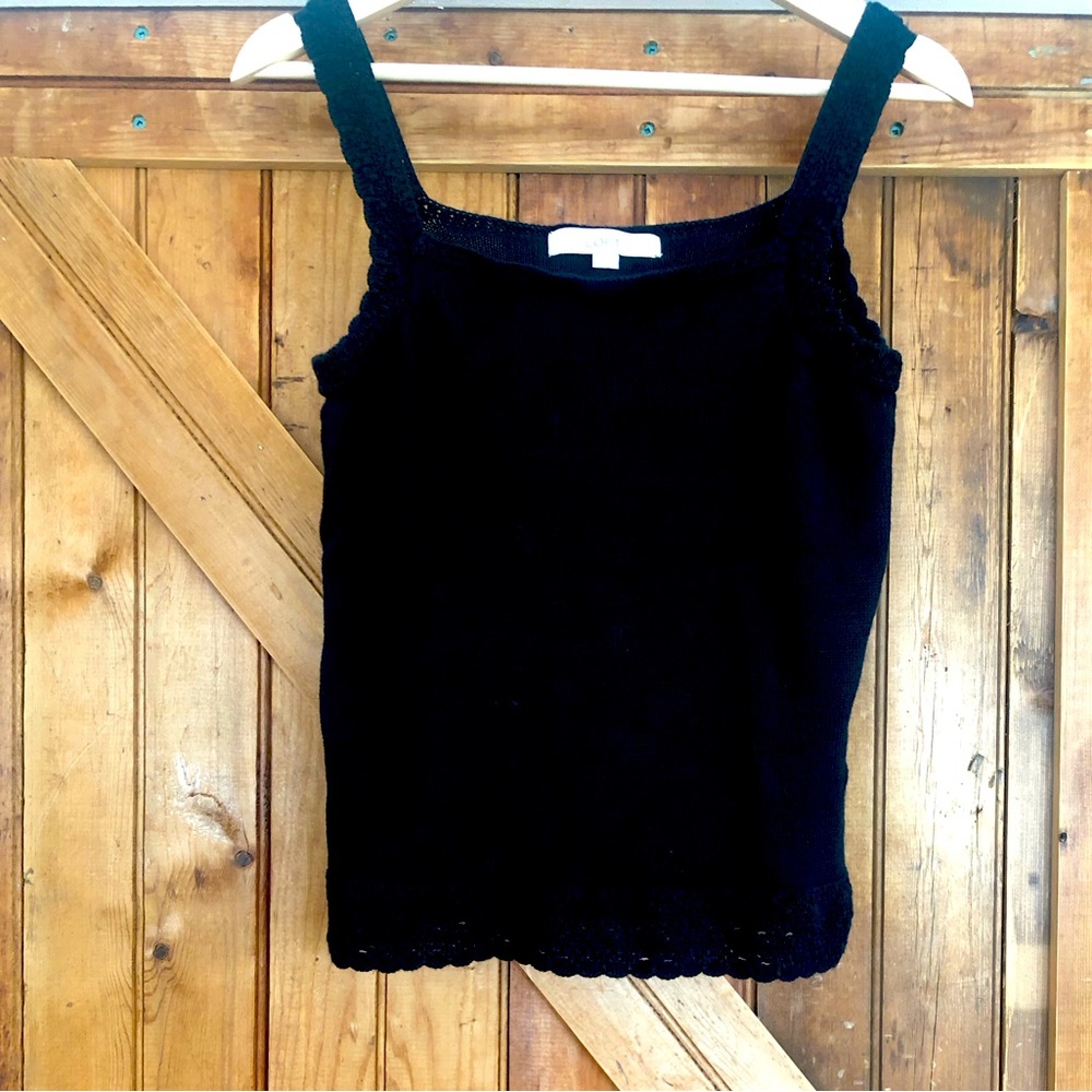 SOLD -  LOFT Black Knitted Women’s Tank w/ Crochet Edging, Small 4-6